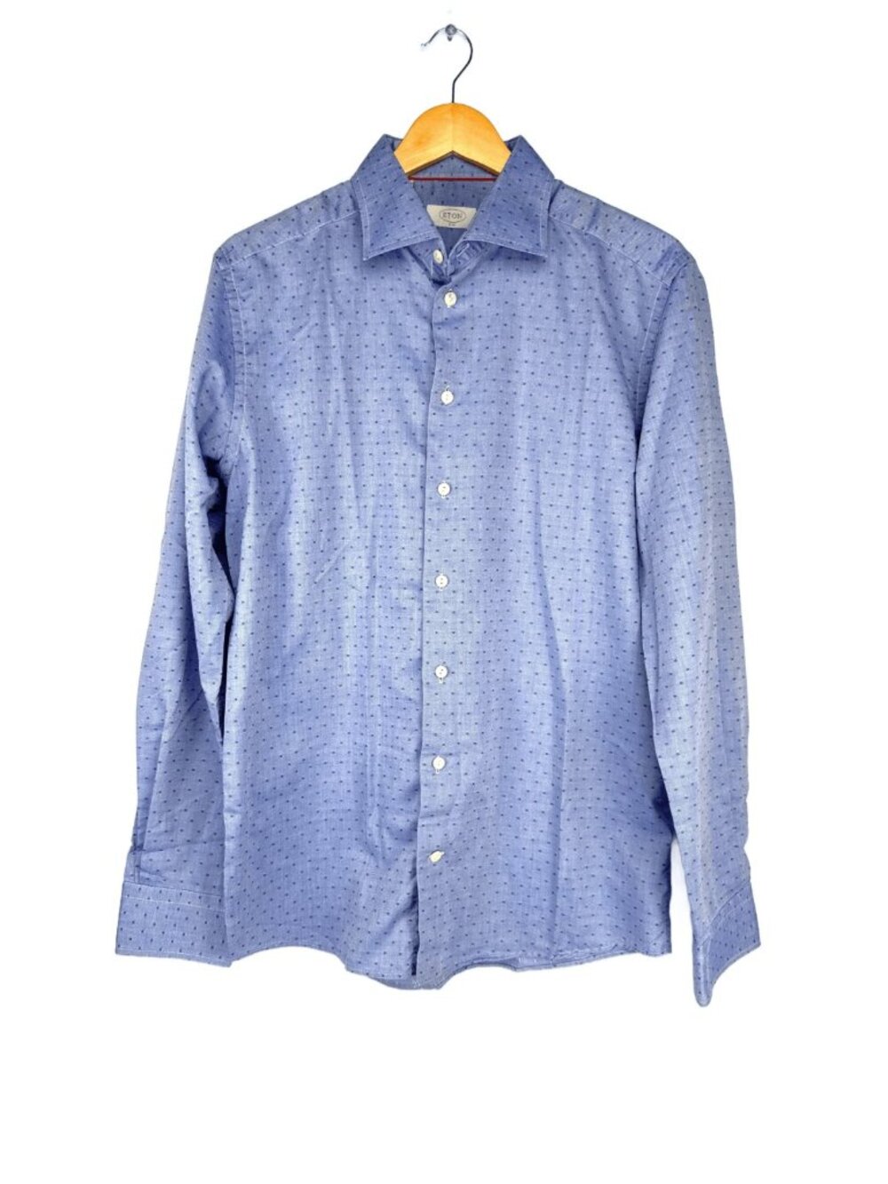 ETON 100% Cotton Non-Iron Slim Fit Blue Dot Dress Shirt Size 42 / 16.5